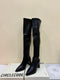 Pointed-Toe  Side - zipper Long Boots